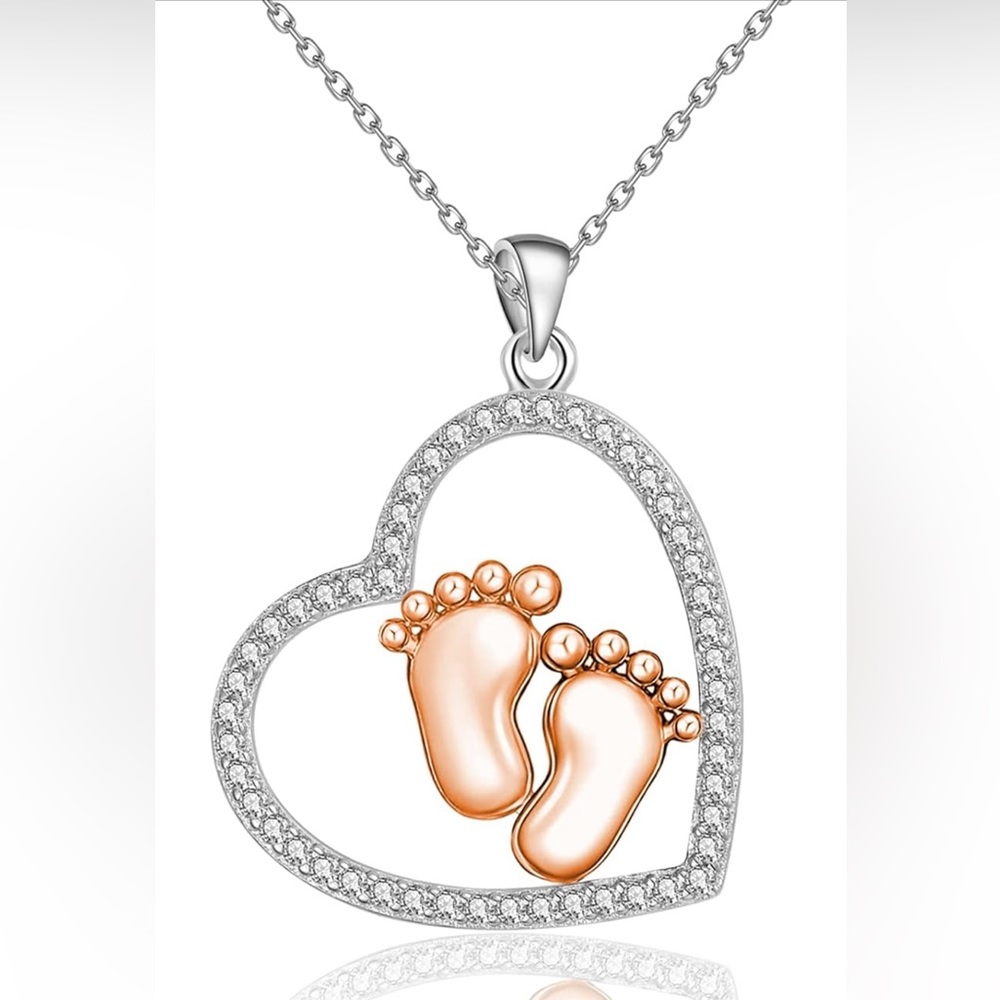 #71 | New Mama Gift Baby Footprint Necklace Mom to Be, Pregnant Mom,  New Mom